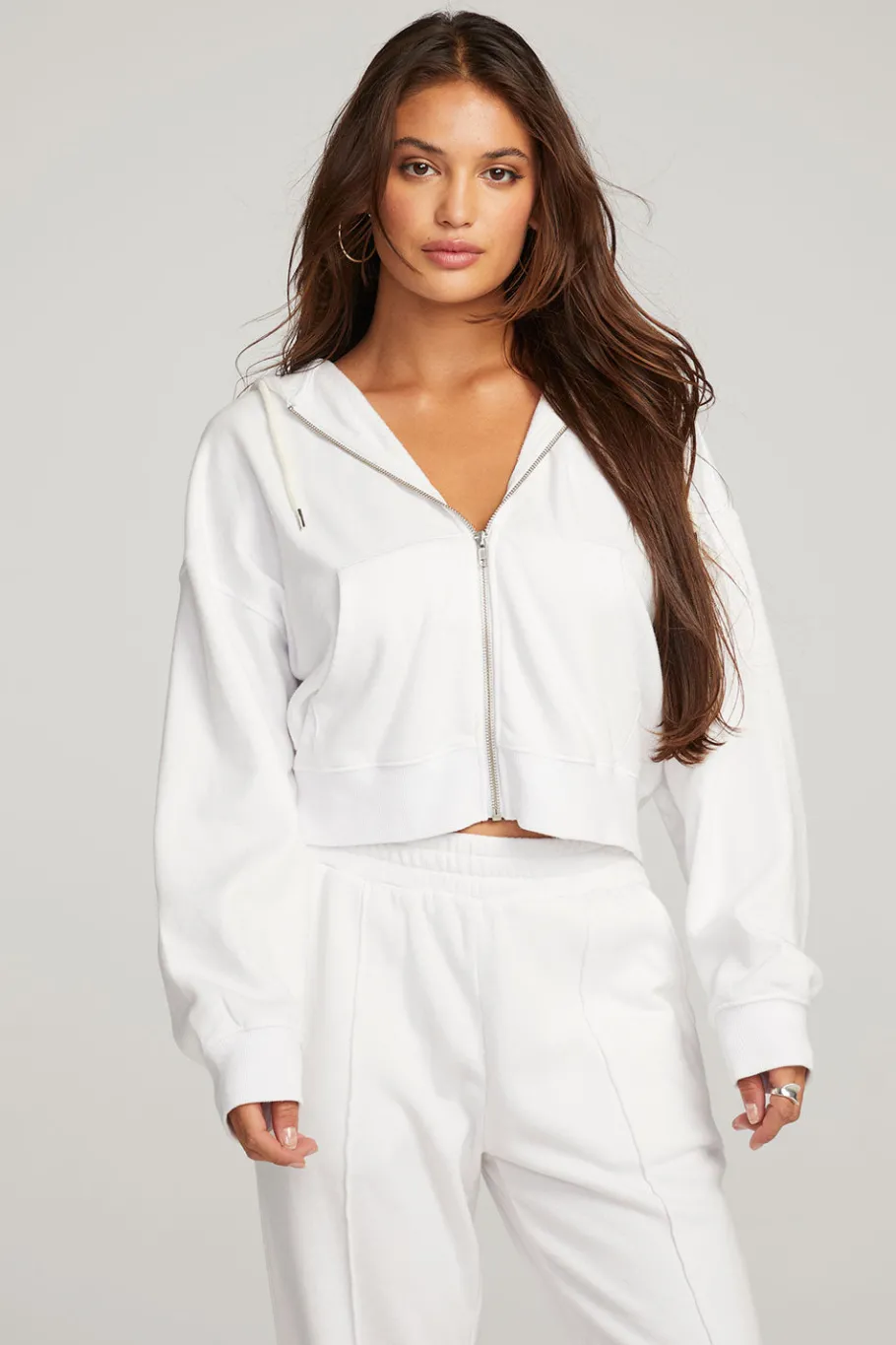 Online Chaser Brand Abilene White Zip Up Hoodie