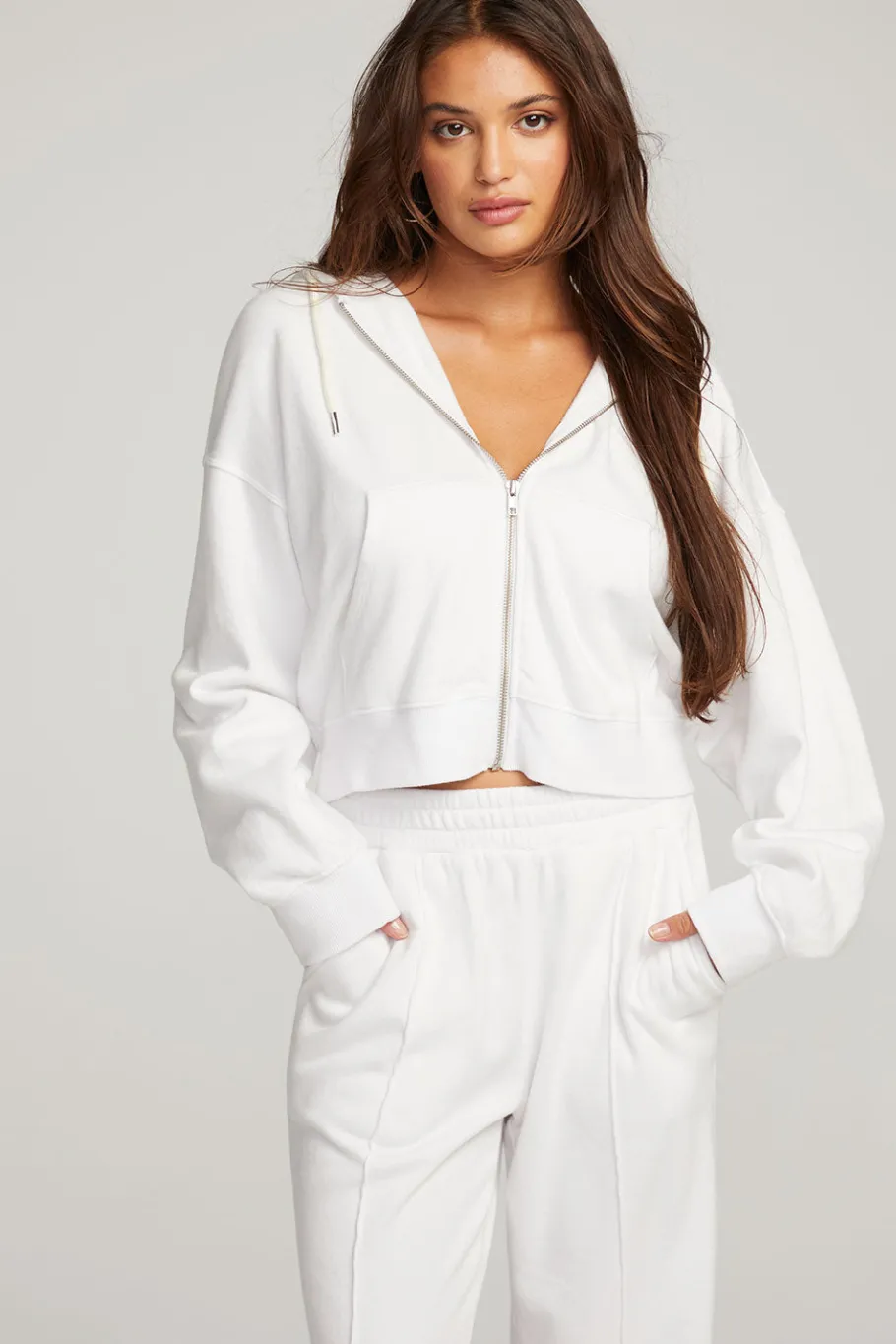 Online Chaser Brand Abilene White Zip Up Hoodie