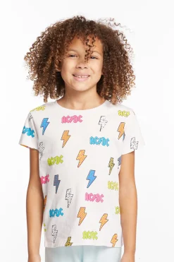 Best Sale Chaser Brand AC/DC All Over Logos Girls Tee