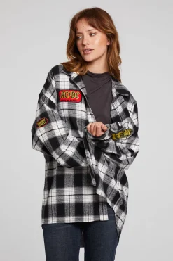 Flash Sale Chaser Brand AC/DC High Voltage Flannel Button Down