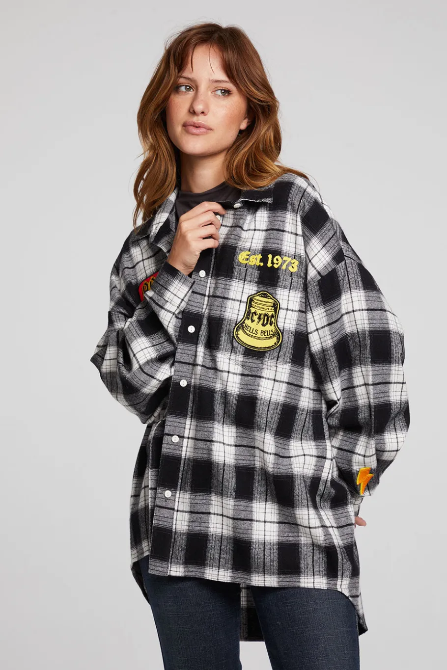 Flash Sale Chaser Brand AC/DC High Voltage Flannel Button Down