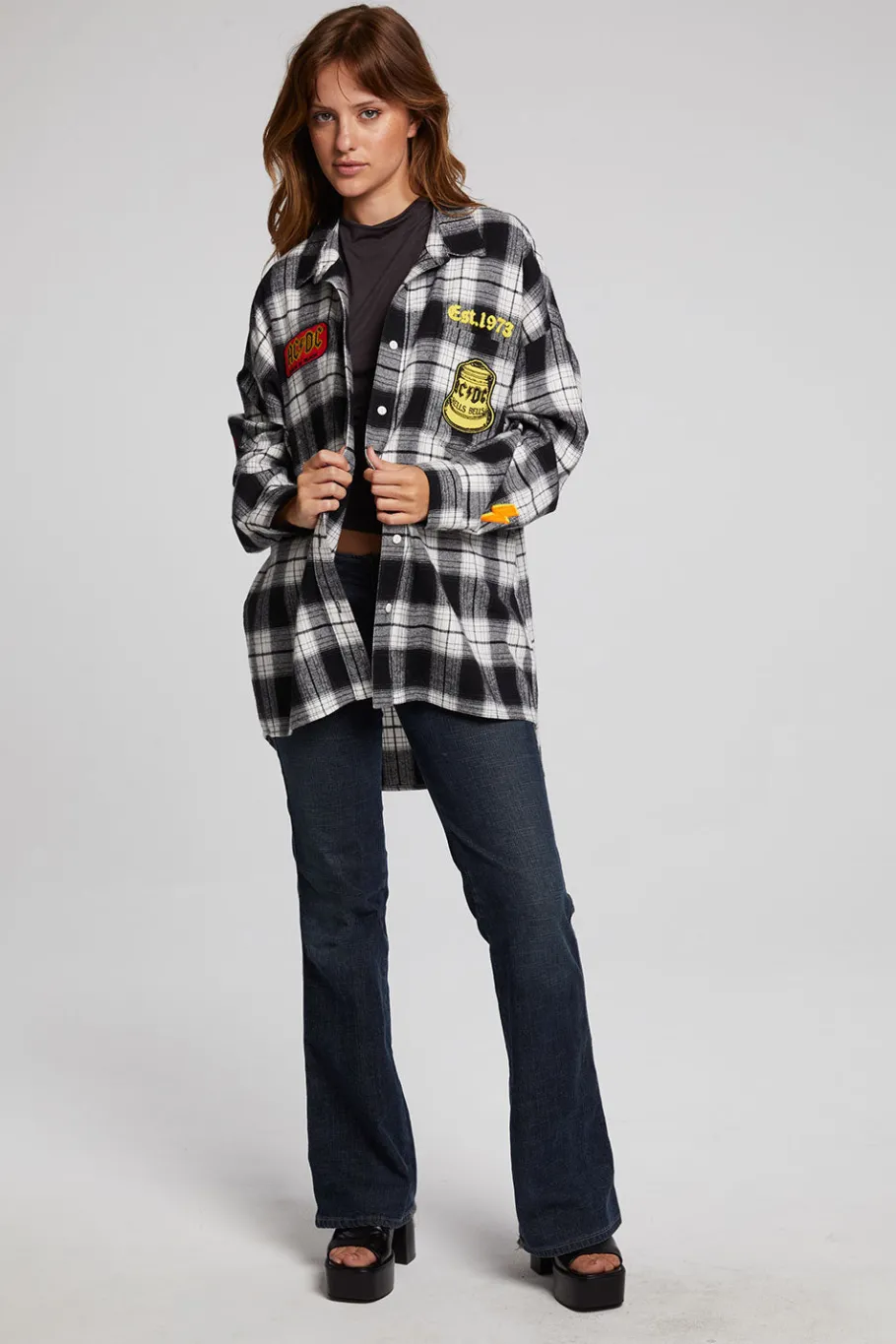 Flash Sale Chaser Brand AC/DC High Voltage Flannel Button Down