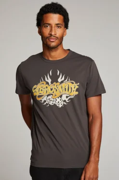 Cheap Chaser Brand Aerosmith Flaming Skull Mens Tee