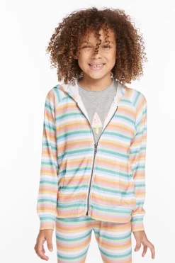 Online Chaser Brand Alana Sunset Stripe Girls Zip Up Hoodie