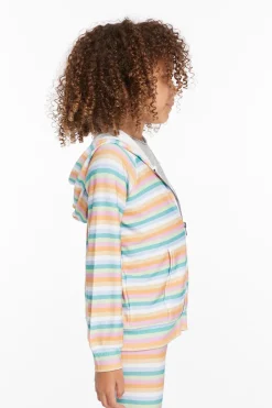 Online Chaser Brand Alana Sunset Stripe Girls Zip Up Hoodie
