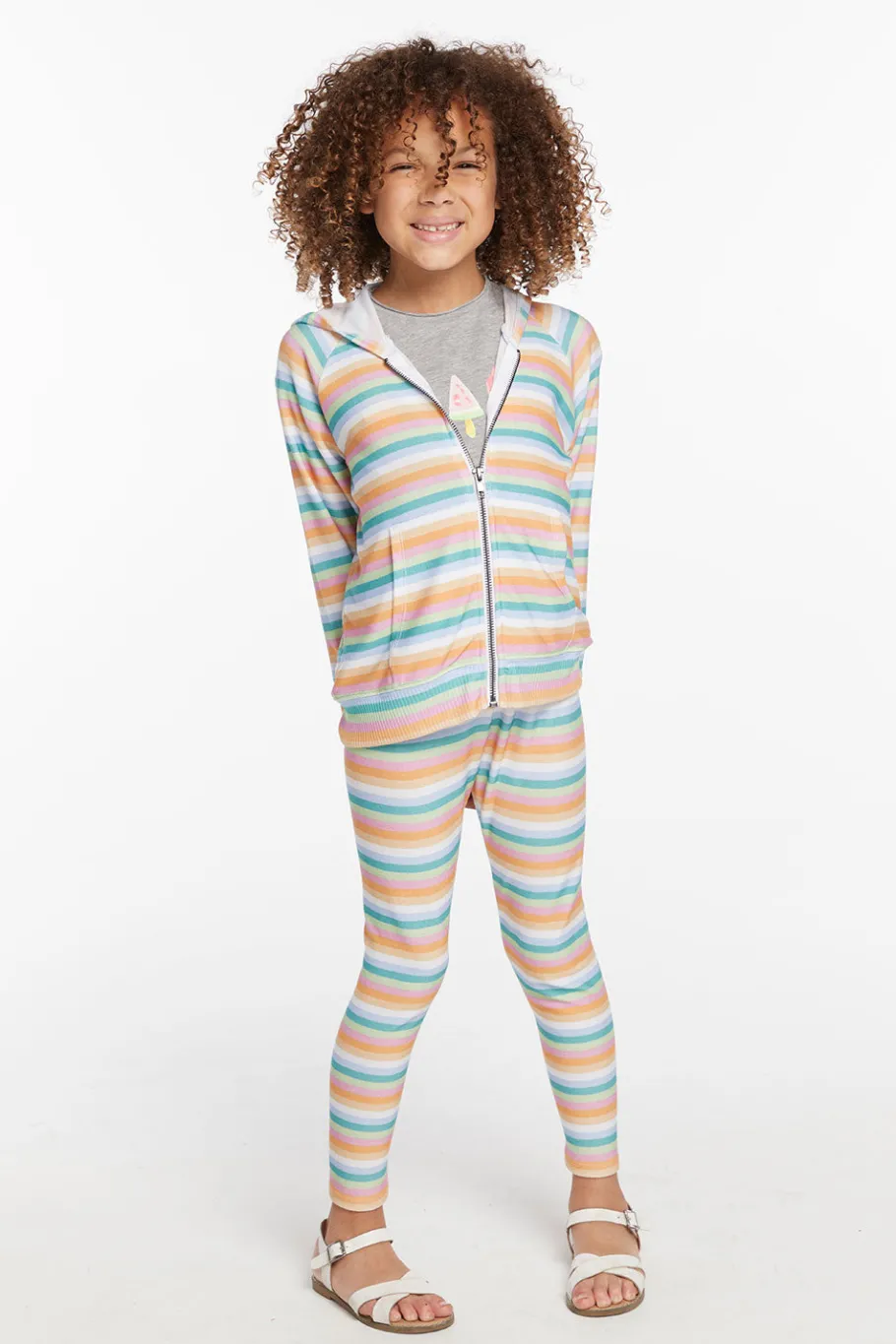 Online Chaser Brand Alana Sunset Stripe Girls Zip Up Hoodie