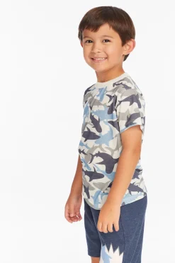 Discount Chaser Brand All Over Camo Shark Boys Tee
