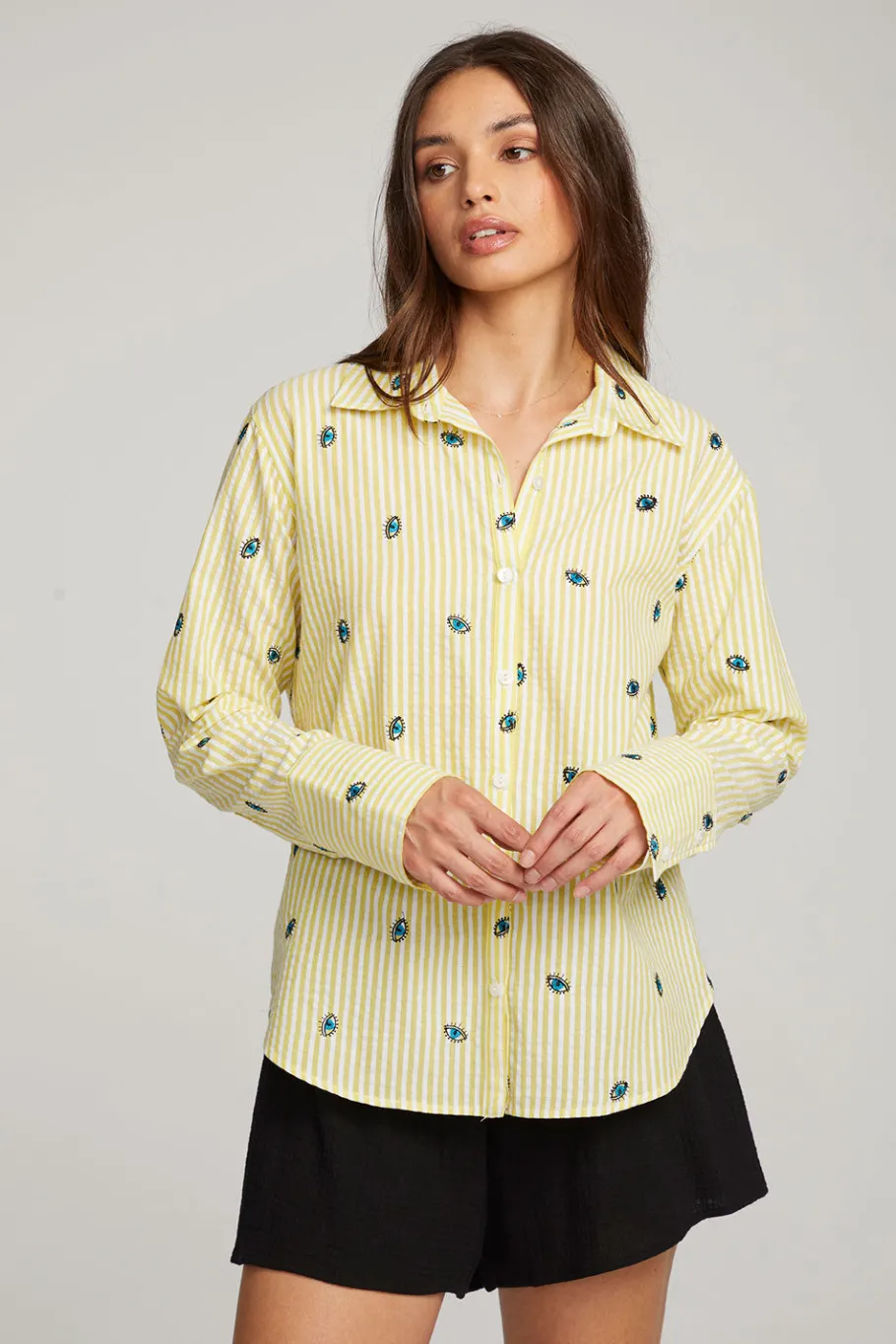 Cheap Chaser Brand Allover Eye Button Down