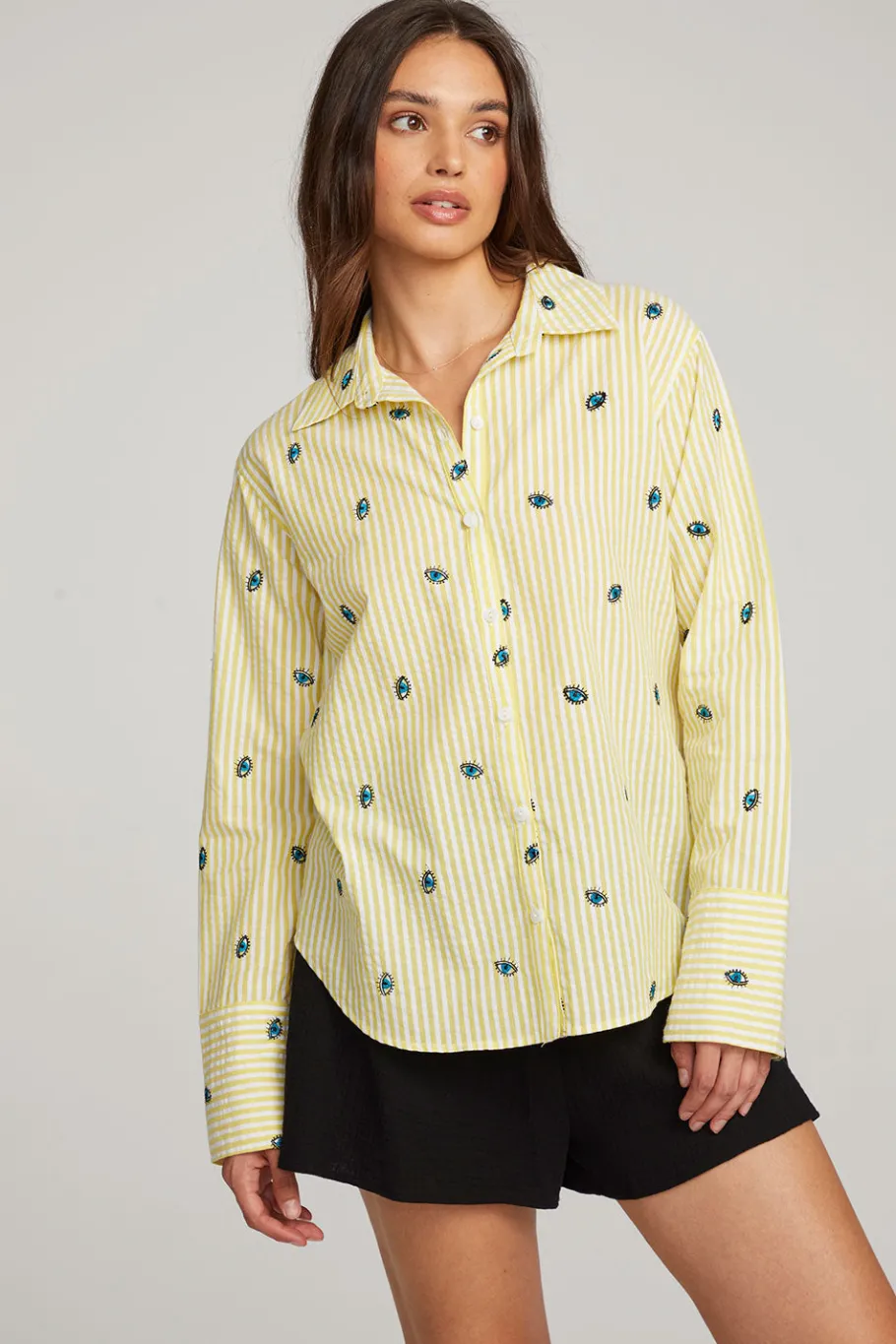 Cheap Chaser Brand Allover Eye Button Down