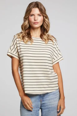 Fashion Chaser Brand Amber Black And Sand Stripe Tee