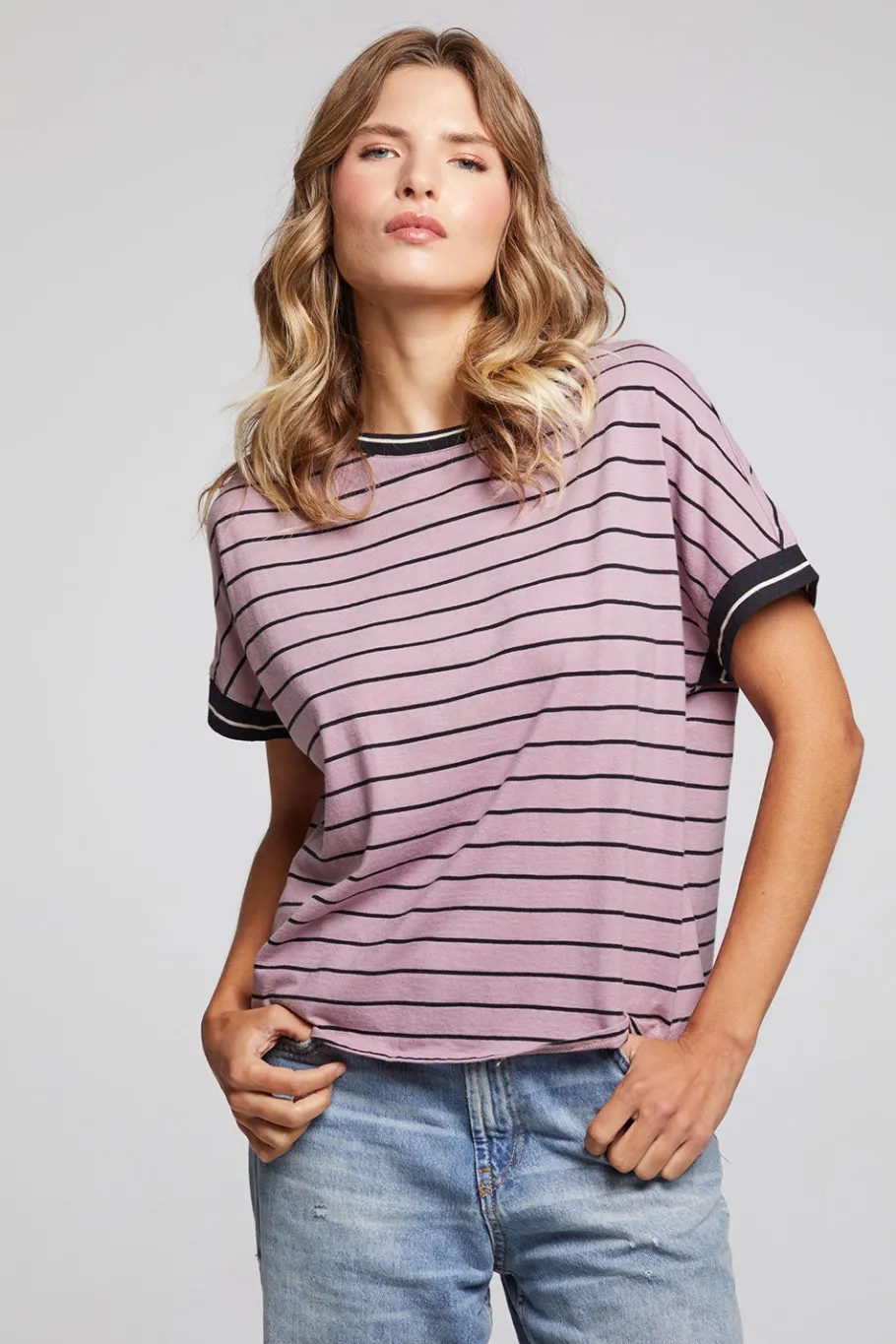 New Chaser Brand Amber Stripe Mix Tee