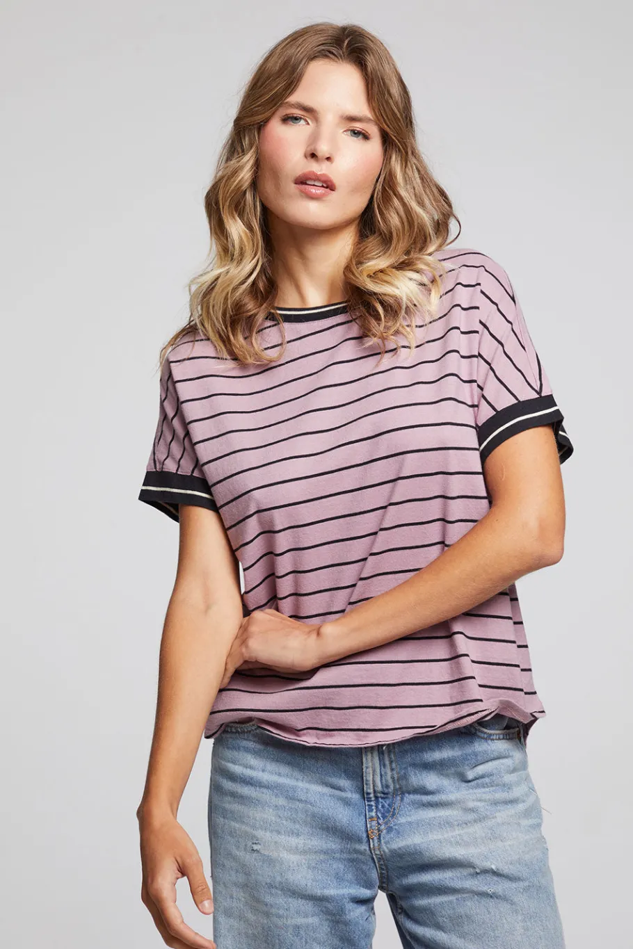 New Chaser Brand Amber Stripe Mix Tee
