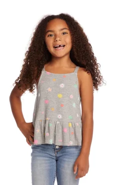 Clearance Chaser Brand Amelia Waffle Knit Embroidery Flowers Tank Top