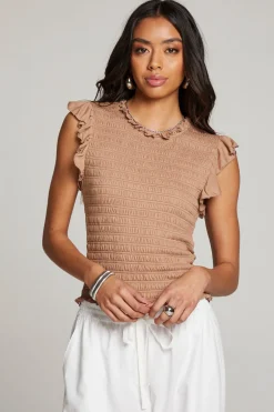 Best Sale Chaser Brand Ann Warm Taupe Blouse