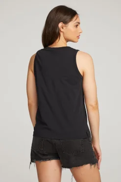 Clearance Chaser Brand Basic Black Slit Tank