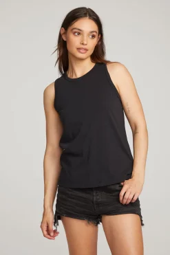 Clearance Chaser Brand Basic Black Slit Tank