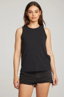 Clearance Chaser Brand Basic Black Slit Tank