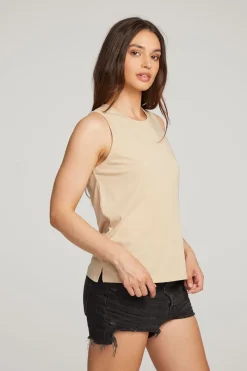 Discount Chaser Brand Basic Cappuccino Slit Tank