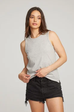 Store Chaser Brand Basic Heather Grey Slit Tank
