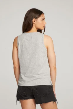 Store Chaser Brand Basic Heather Grey Slit Tank
