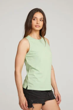 Discount Chaser Brand Basic Quiet Green Slit Tank