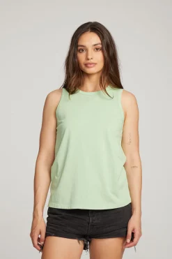 Discount Chaser Brand Basic Quiet Green Slit Tank