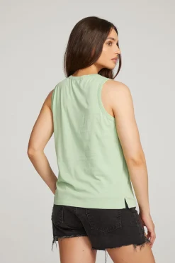 Discount Chaser Brand Basic Quiet Green Slit Tank