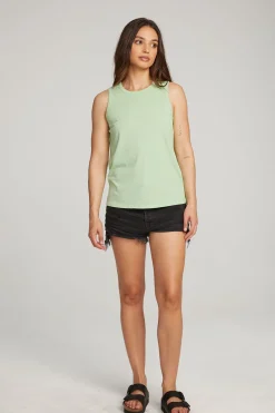 Discount Chaser Brand Basic Quiet Green Slit Tank