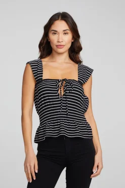 Shop Chaser Brand Bayshore Tank Top - Black And White Stripe