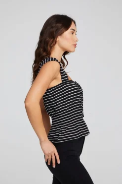 Shop Chaser Brand Bayshore Tank Top - Black And White Stripe