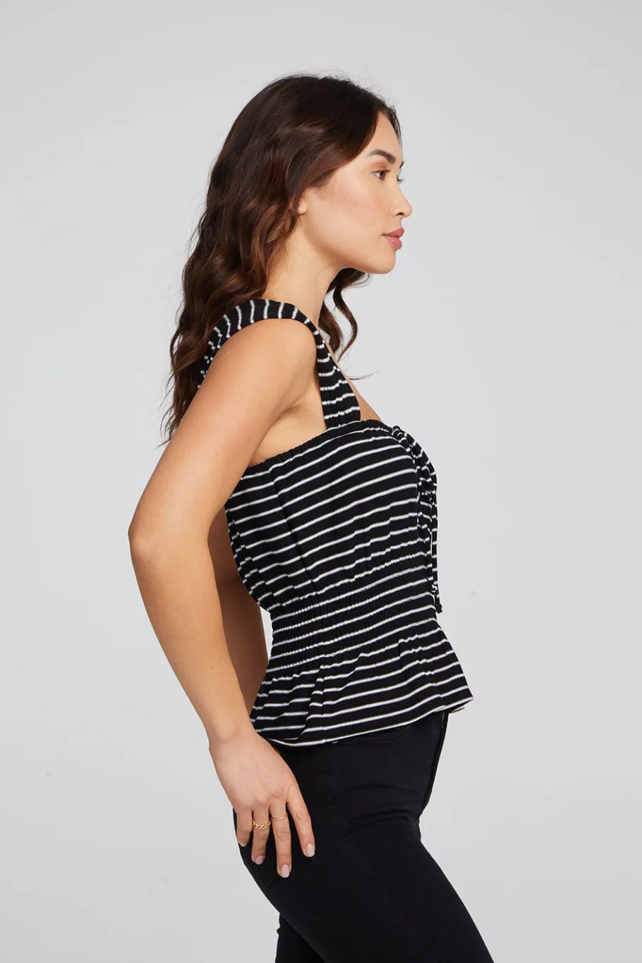 Shop Chaser Brand Bayshore Tank Top - Black And White Stripe