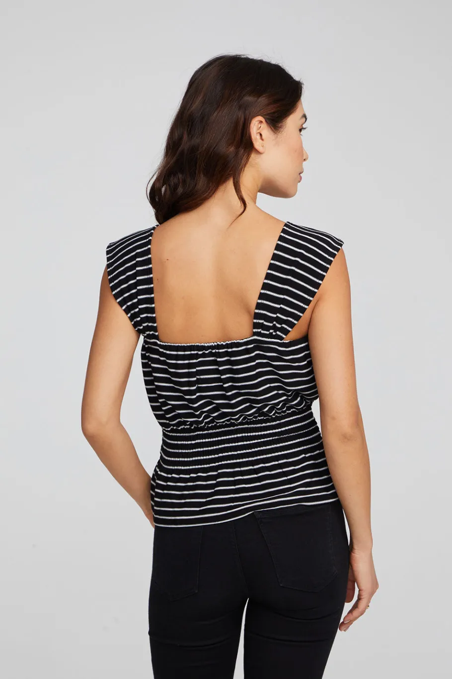 Shop Chaser Brand Bayshore Tank Top - Black And White Stripe