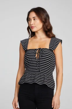 Shop Chaser Brand Bayshore Tank Top - Black And White Stripe