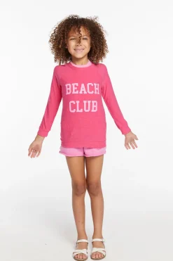 New Chaser Brand Beach Club Girls Cozy Knit Raglan Pullover