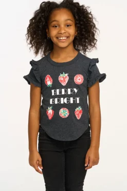 Sale Chaser Brand Berry Bright Ruffle Sleeve Tee