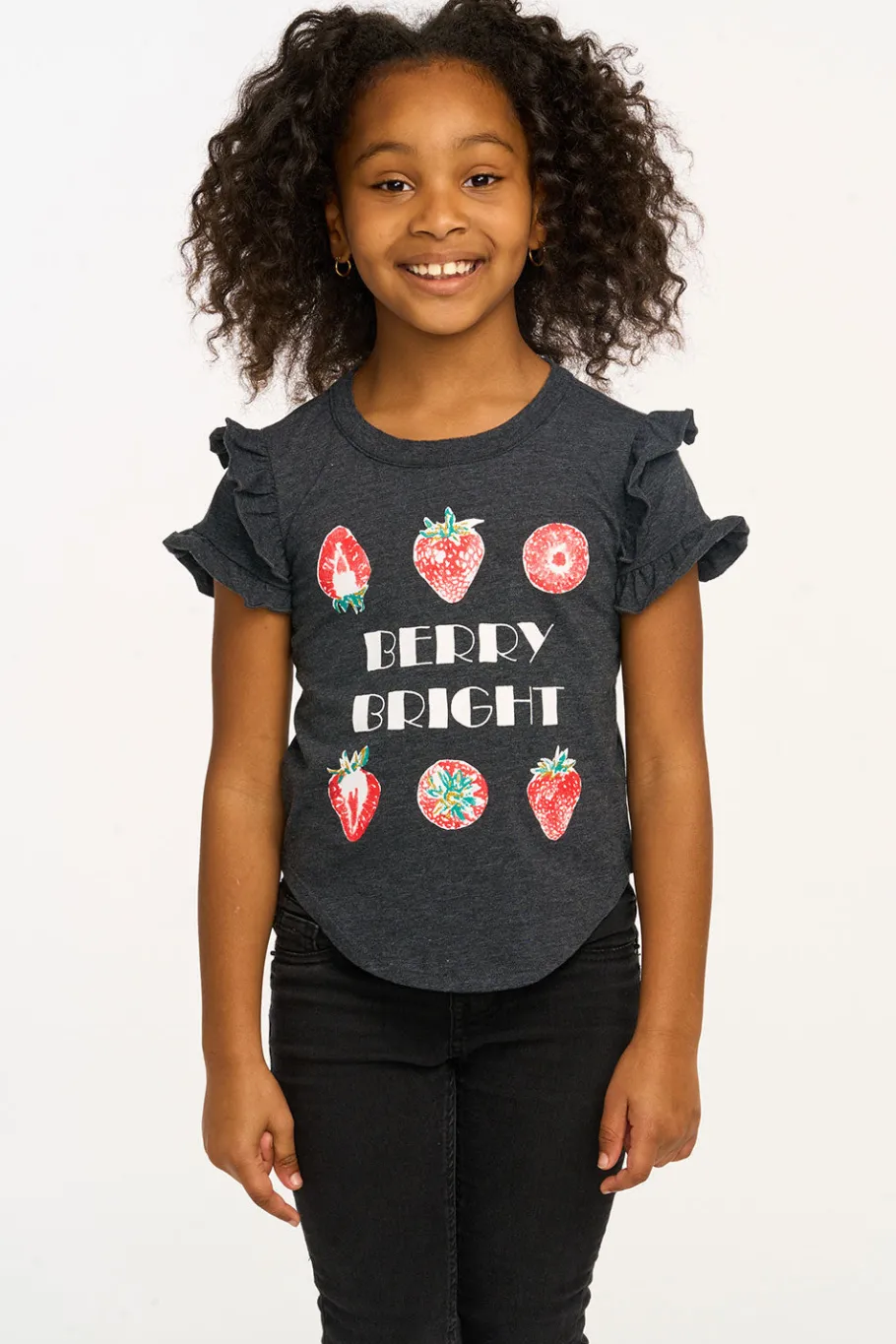 Sale Chaser Brand Berry Bright Ruffle Sleeve Tee
