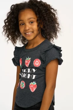 Sale Chaser Brand Berry Bright Ruffle Sleeve Tee
