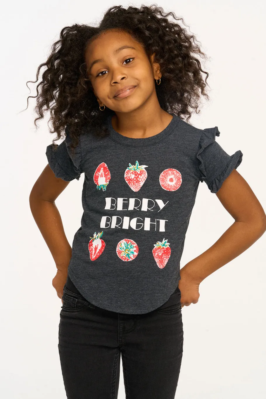 Sale Chaser Brand Berry Bright Ruffle Sleeve Tee