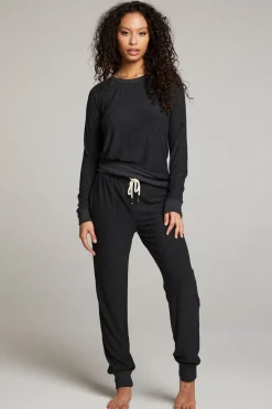 Cheap Chaser Brand Black Long Sleeve Raglan Pullover