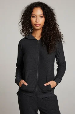Sale Chaser Brand Black Long Sleeve Raglan Zip Up Hoodie