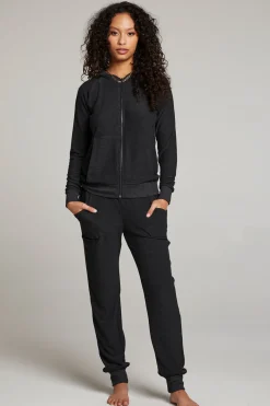 Sale Chaser Brand Black Long Sleeve Raglan Zip Up Hoodie