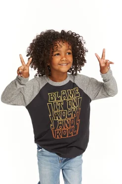 Cheap Chaser Brand Blame Rock And Roll Baseball Tee
