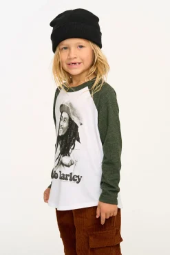 Fashion Chaser Brand Bob Marley Portrait Boys Baseball Tee