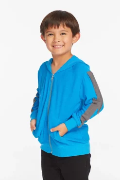 Hot Chaser Brand Bolt Blue Danube Long Sleeve Zip Up Hoodie