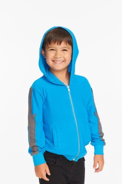 Hot Chaser Brand Bolt Blue Danube Long Sleeve Zip Up Hoodie