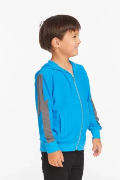 Hot Chaser Brand Bolt Blue Danube Long Sleeve Zip Up Hoodie