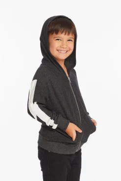 Discount Chaser Brand Bolt Licorice Long Sleeve Zip Up Hoodie