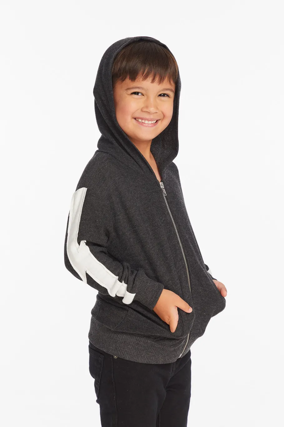 Discount Chaser Brand Bolt Licorice Long Sleeve Zip Up Hoodie