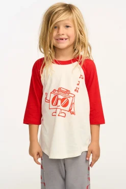 Fashion Chaser Brand Boombox Boys 3/4 Sleeve Raglan Baseball Tee