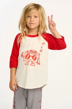 Fashion Chaser Brand Boombox Boys 3/4 Sleeve Raglan Baseball Tee